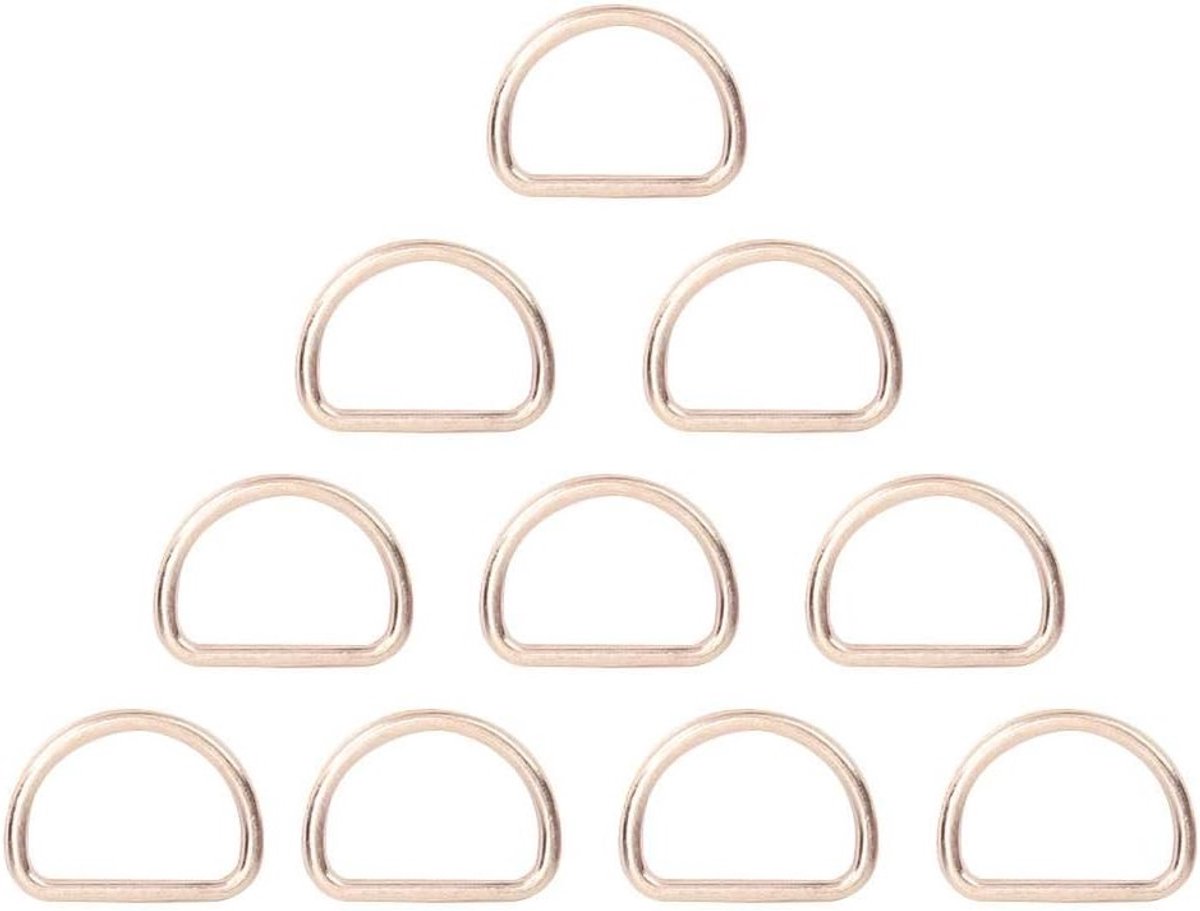 10 Set Metalen Ringgespen voor Handgemaakte Tassen, Accessoires en DIY Projecten (3 x 2 x 1 cm - Goud)