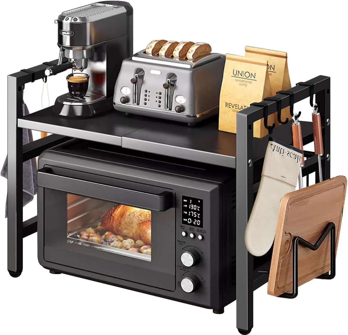Staande magnetron rek - Magnetronkast inclusief messenhouder, bestekhouder, snijbordhouder - Keuken organizers - Kruidenrek - NIET ophangbaar - Aanrecht organiser - Opbergrek - keukenrek staand — afbeelding 7
