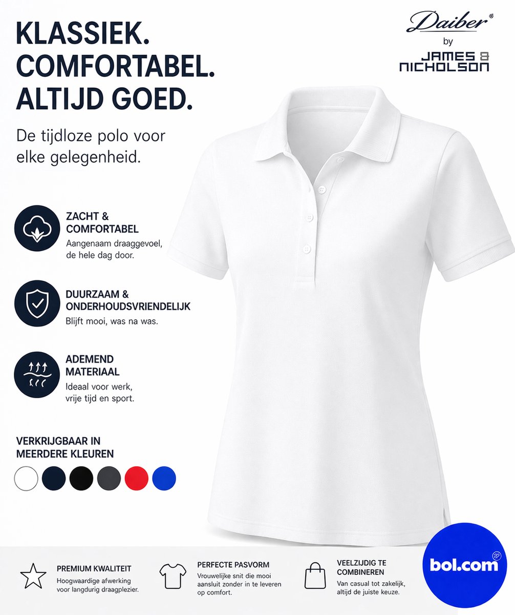 James and Nicholson Vrouwen/dames Basic Polo (Wit)