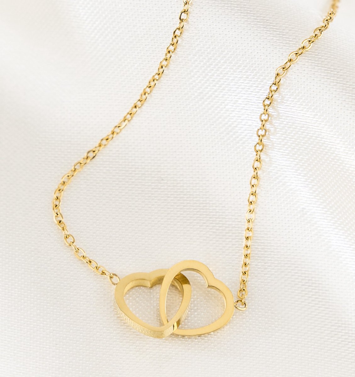 Moeder Dochter armbandset Hartjes | Stainless steel Goud