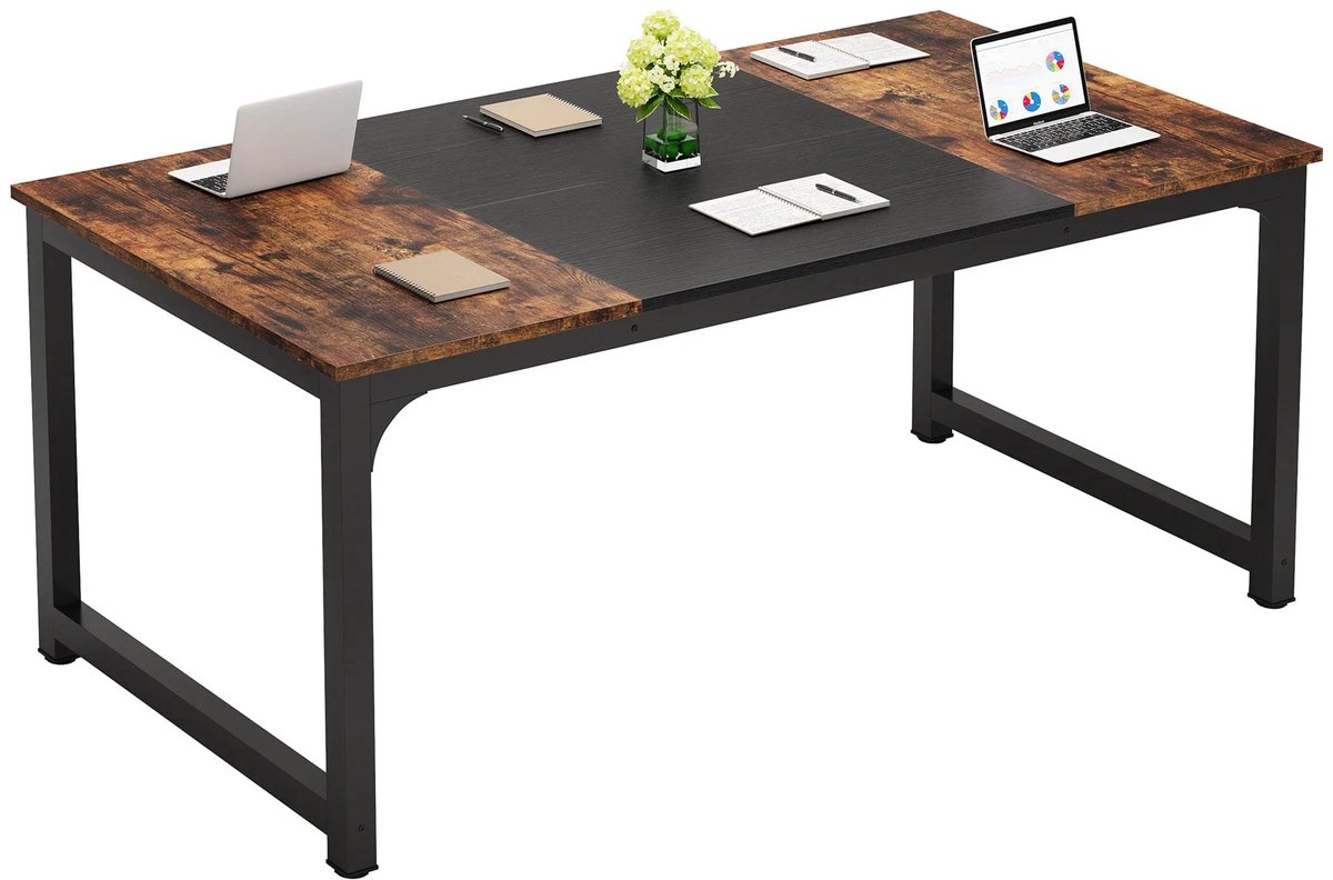 Groot Laptop Computer Bureau - 70" x 31" - Rechthoekig Staand Bureau - Zwart