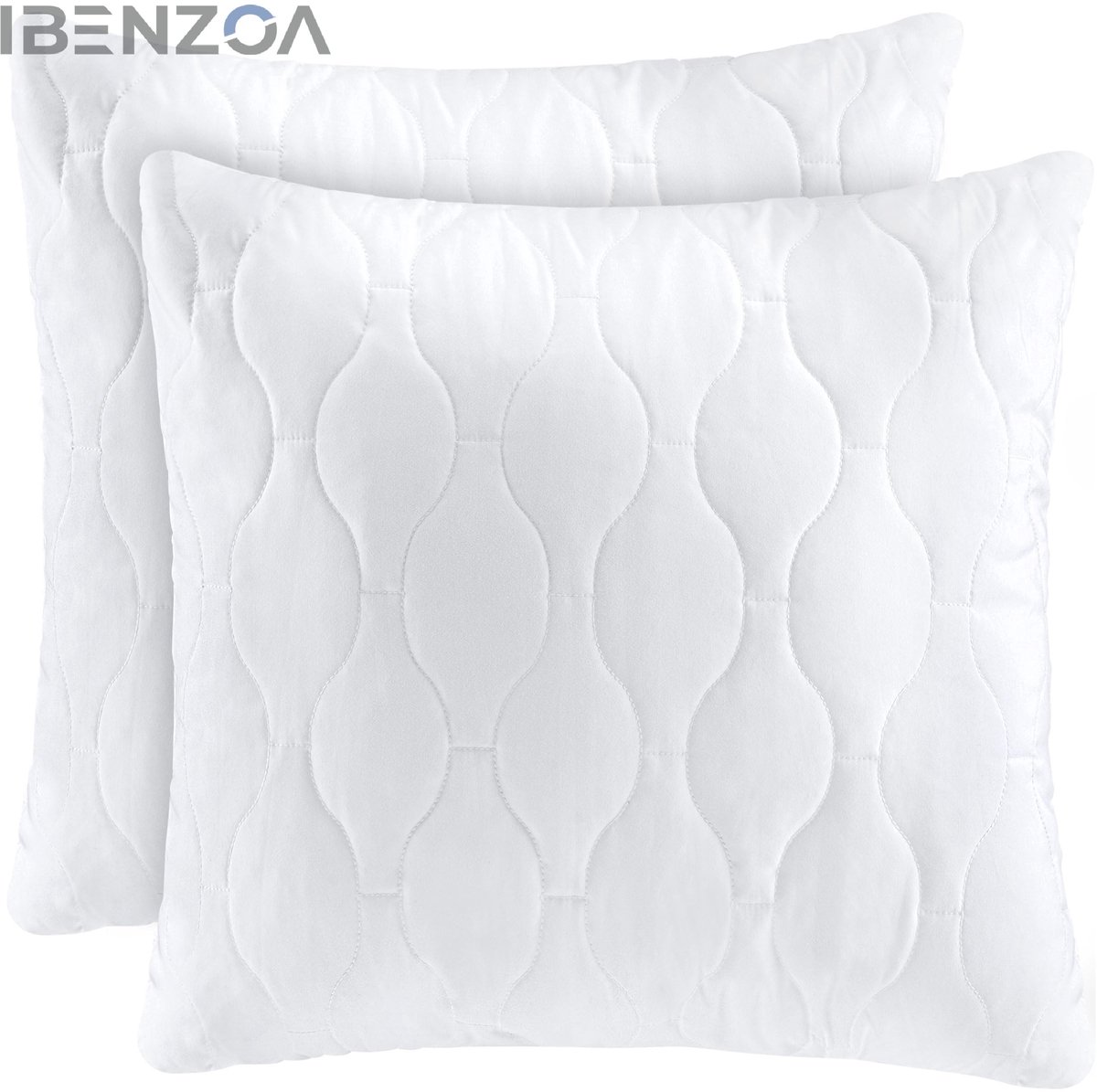Ibenzoa Hoofdkussen - Gewatteerd - 45x45 cm - Wit - Set van 2