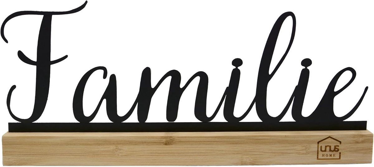 Familie Spreuk Staander - Decoratieve Letters - Woonkamer Decoratie - Hoogwaardig Bamboe - 30x13x2.5cm - Zwart