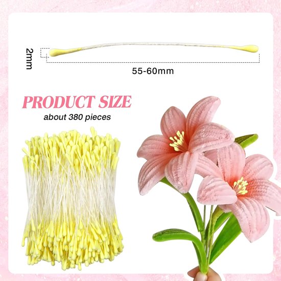 Dancepandas 400 Stuks Pijpenrager Bloemenmeeldraden – Gele Kunstbloem Meeldraden Met Dubbele Kraal, 2 Mm, Perfect Voor DIY, Feestdecoratie & Creatieve Projecten