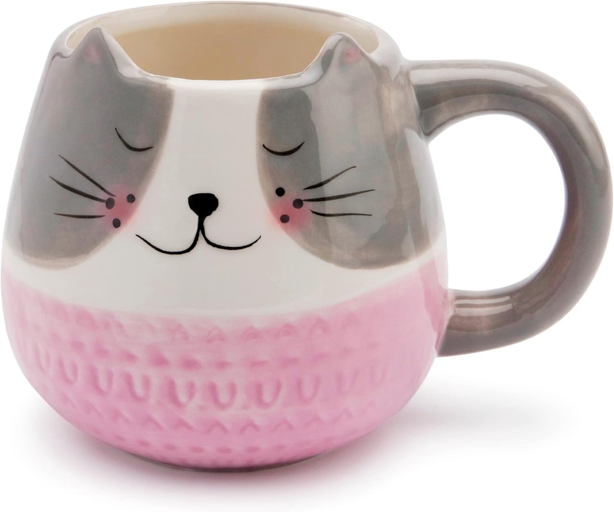 Katten Mok - Thee Mok - Koffie Drinken - Magnetronbestendig - 300 Milliliter - Grijs