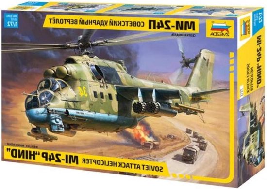 Maquette Zvezda 1:72 Mil Mi-24P Hind – 267 Pièces, 29,8 Cm – Kit Plastique Pour Débutants Et Modélistes