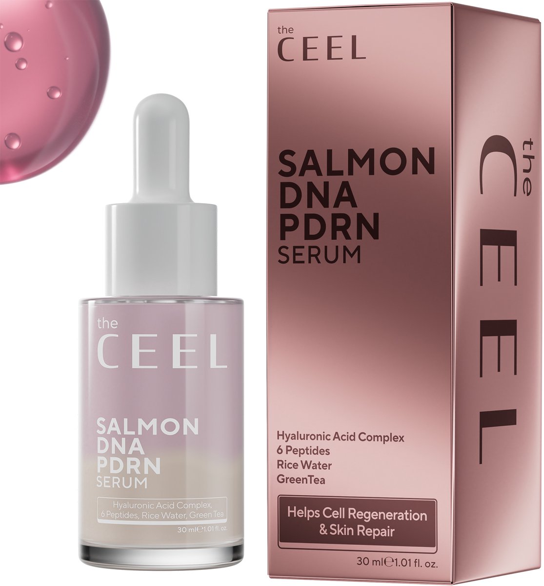 The CEEL - Salmon DNA PDRN Serum - Korean skincare style voor stralende en gladde huid - Zalm DNA serum met hyaluronzuur en peptiden - 30 ml