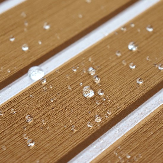 EVA Teak Foam Bootmat Pro Series – Zelfklevende Premium Decking Mat – Anti-Slip Bootvloer – 240x60 cm – Licht bruin met Witte Lijnen – TeakFoamShop