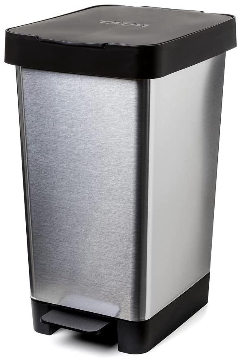 Prullenbak met Pedaal - Vuilnisbak Keuken - Hygiënisch Afval Scheiden - 30L Zak Compatibel - 26x36x47cm - Metaalgrijs