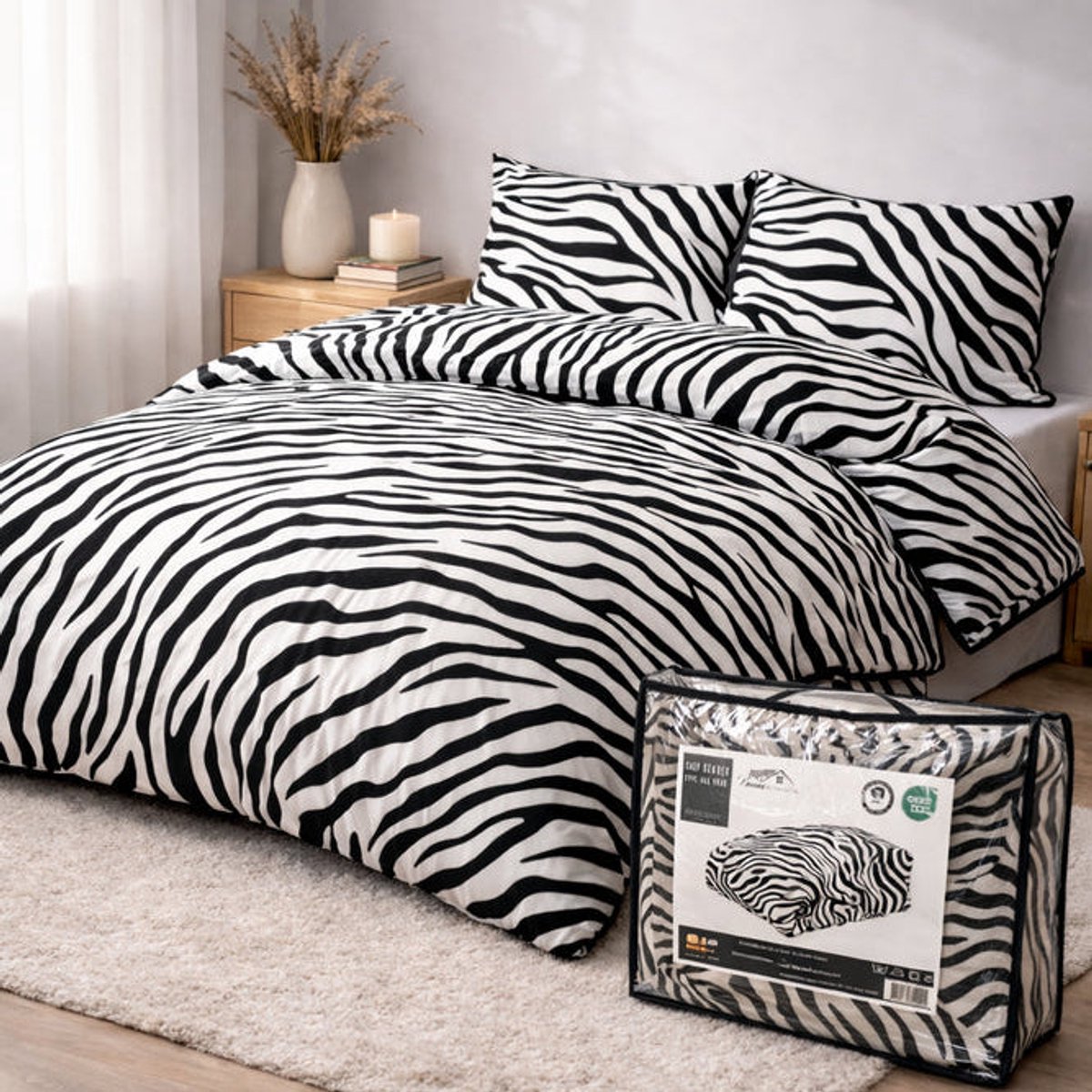 Valking Dekbed Zonder Overtrek - Zebra - Voor het hele jaar 200 x 220 cm