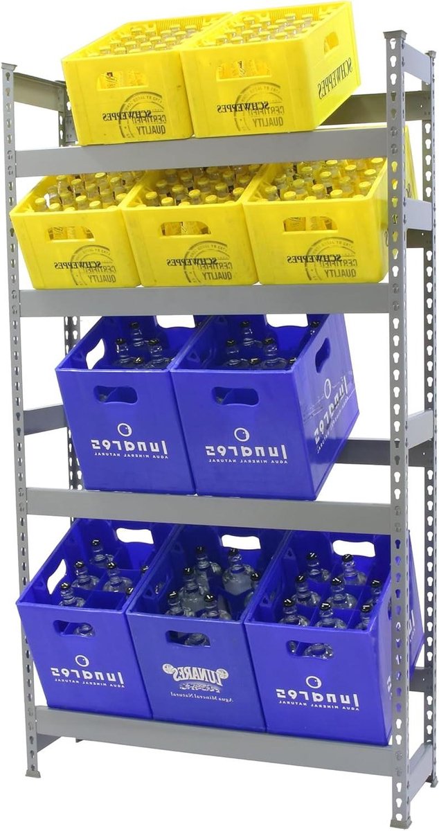 Drankenrek - Krattenrek - Drank Opslag - Schroefloze Montage - 2000x1000x300 mm - Grijs