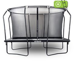 VirtuFit Rechthoekige Trampoline met Veiligheidsnet - 244 x 366 cm - Incl. Beschermrand en Gratis Trapje - Extra Veilig - Water- en UV-bestendig - Max. 150 kg - Voor Kinderen en Volwassenen - Zwart
