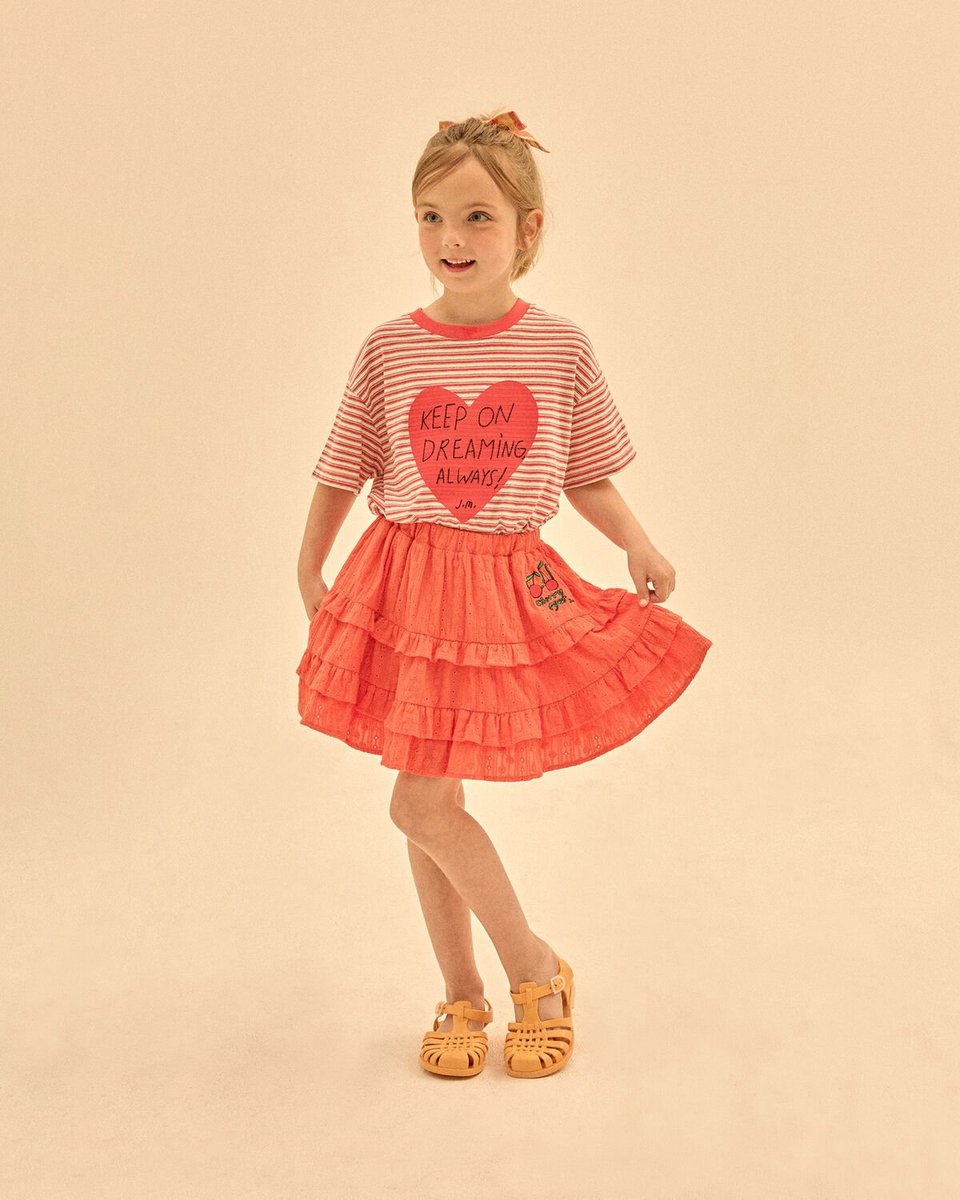 Jelly Mallow Cherry Frill Skirt Meisjes - Korte rok - Oranje - Maat 116/122