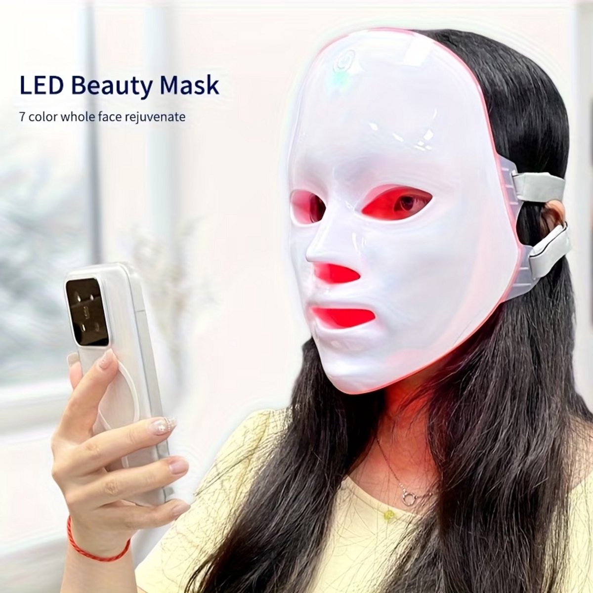 7-Kleuren LED Gezichtsmasker Apparaat – Draagbare Huidverzorgingstool – USB Oplaadbaar Beauty Device voor Thuisgebruik