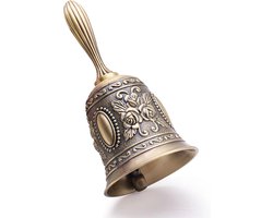 carmdering - Vintage Messing Handbel – Antieke Tafelbel - Handbel - Luid En Helder Geluid - Ergonomisch Handvat - Massief Messing - Roestvrij En Duurzaam - Perfect Voor Feesten En Diensten - 1 Stuks