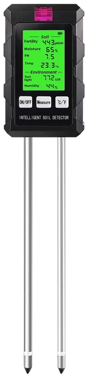 WiseGoods Premium 6 In 1 Bodemmeter - PH / Vocht / Licht / Temperatuur & Omgevingsvochtigheid Tester - Voor Tuin En Planten