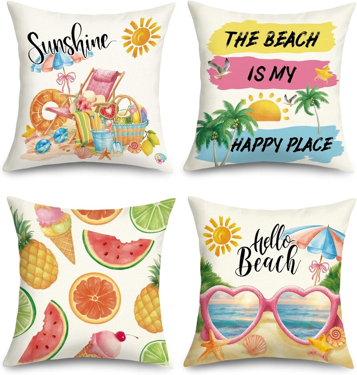 Kussenslopen Set - Kussenhoezen - Zomer Decoratie - Vierkant Ontwerp - 45 x 45 cm - Marine
