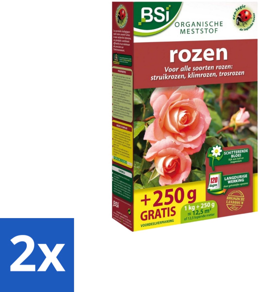 BSI – Rozen Meststof – Rijke Bloei & Sterke Groei – 1,25 kg (12,5 m²) - Voordeelverpakking - 2 stuks