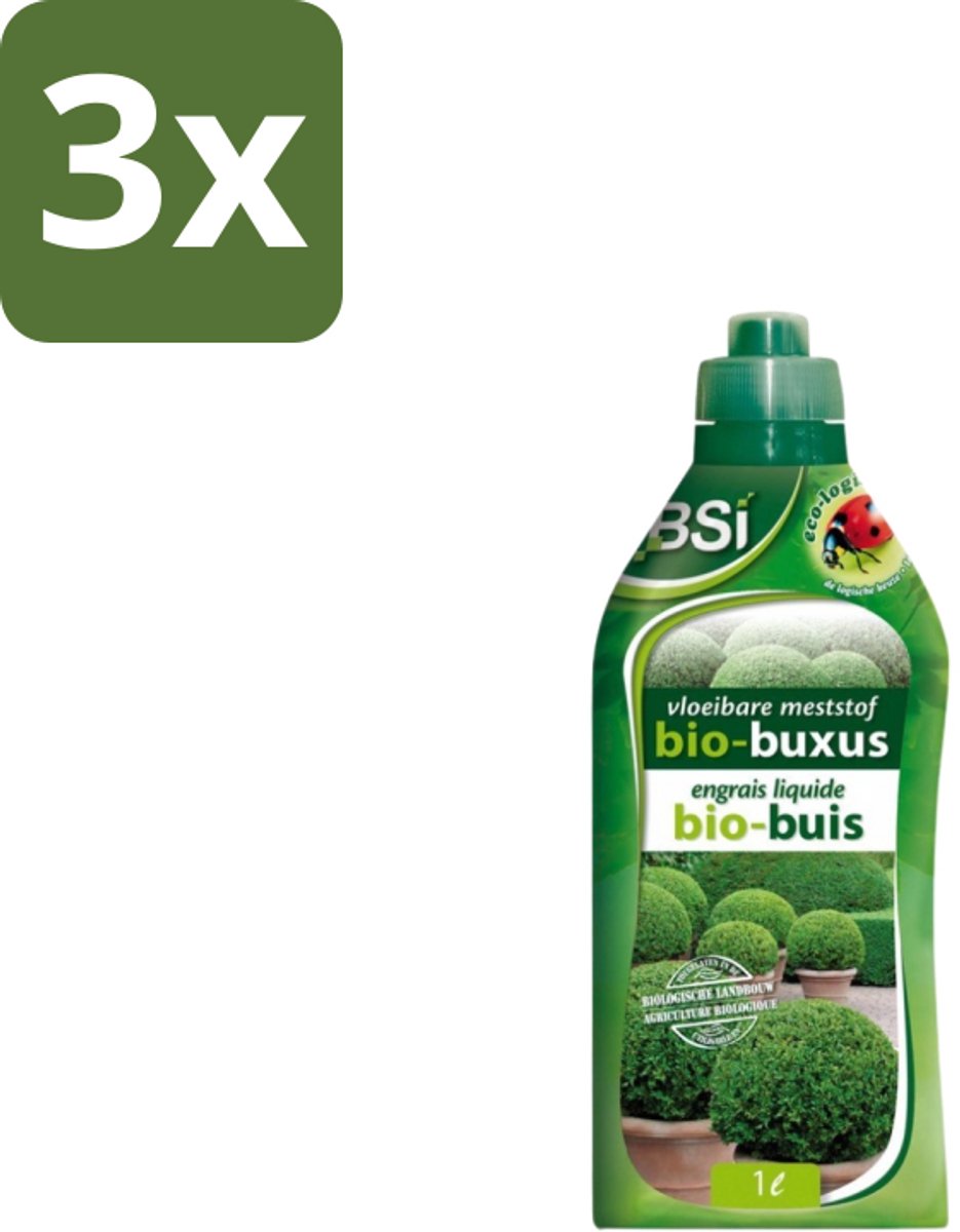 BSI – Bio Buxus Meststof – Gezonde Groei & Diepgroene Bladeren – 1 L - Bulkverpakking - 3 stuks
