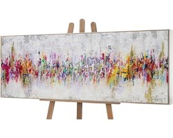 YS -Art Abstract acryl schilderij op canvas handgeschilderd abstractie II muurschilderingen woonkamer moderne kleurrijke skyline woondecoratie foto's echte kunst met lijst 120x40 cm