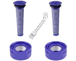 4-delige filtervervangingsset voor Dyson V8 Absolute - V7 Absolute - V7 Motorhead en V7 Animal stofzuigers. 2 filters voor de motor en 2 HEPA-voorfilters. Vergelijkbaar met onderdeelnummer DY-96566101 en DY-96747801.
