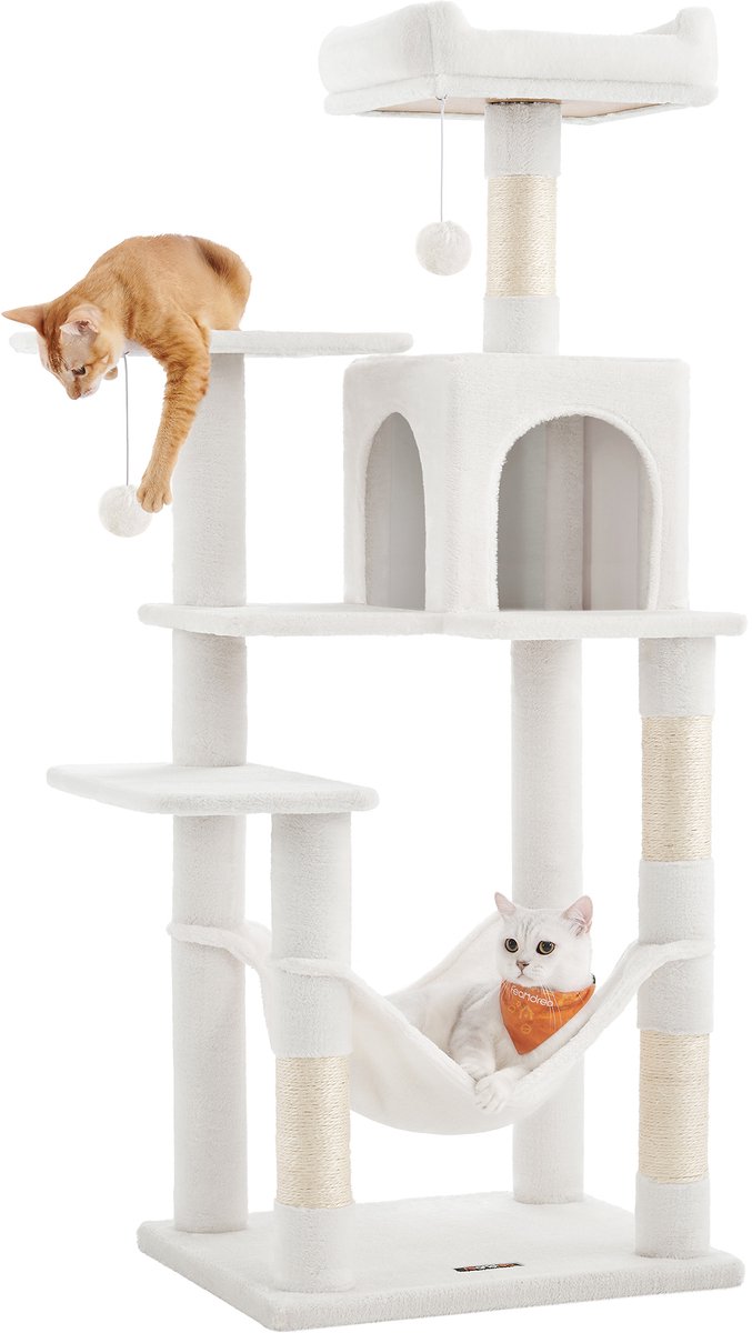 Feandrea - Krabpaal - Kattenboom - Meerdere Verdiepingen - 4 Krabpalen - Hangmat en Huisje