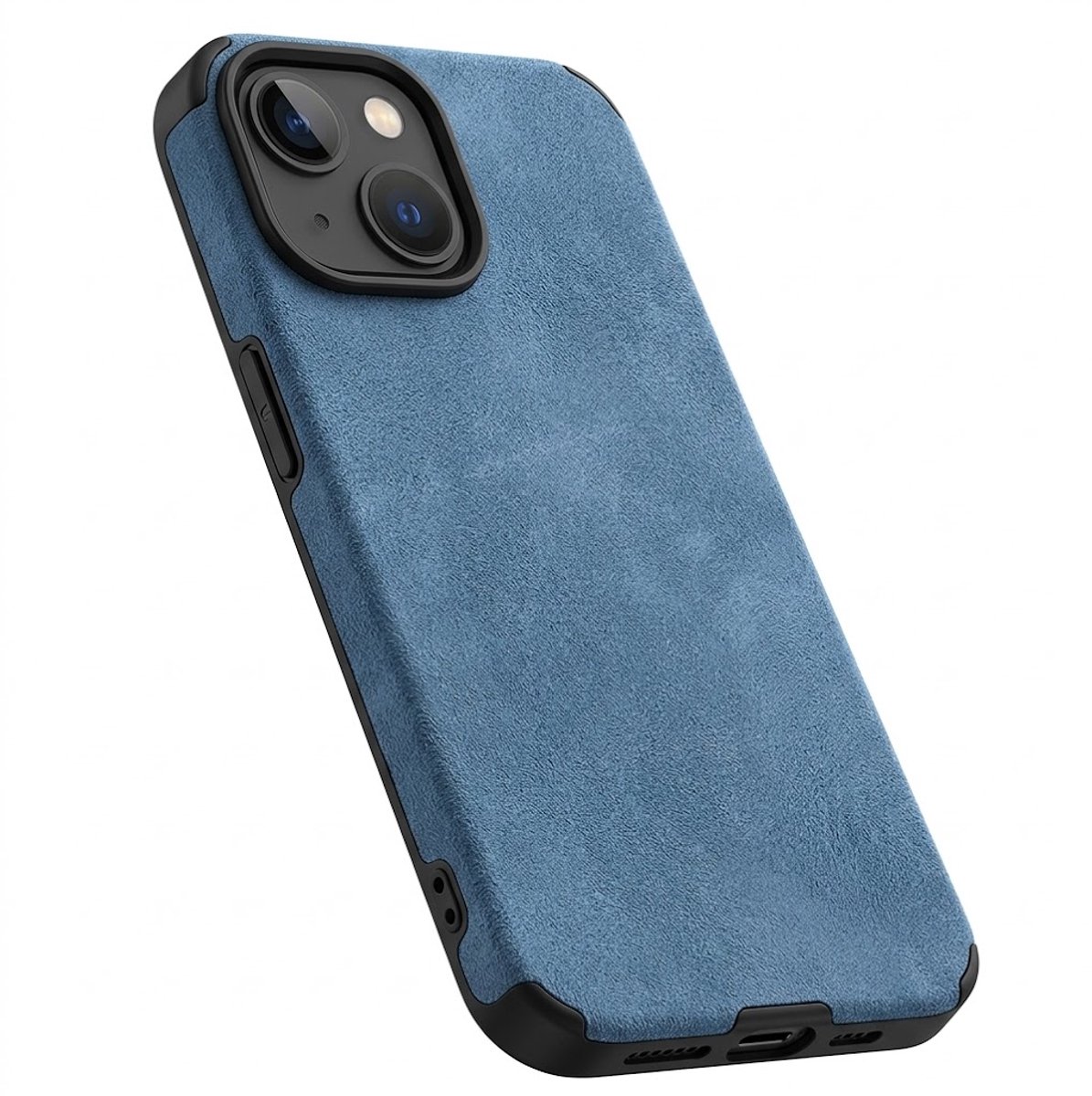 Blauw mat telefoon hoesje backcover geschikt voor iPhone 13 Mini dames en heren met verstevigde hoeken en verhoogde camera rand hardcase