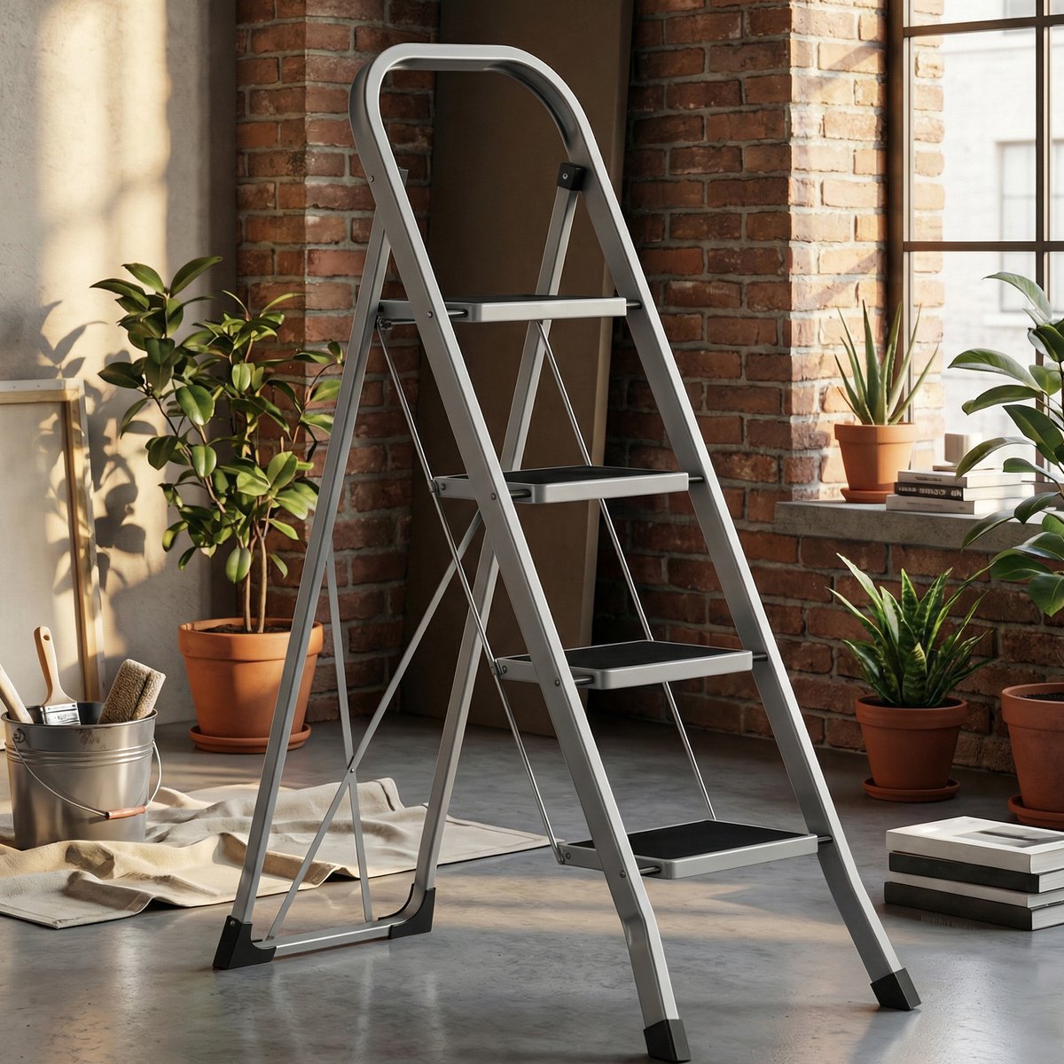 SONGMICS - Ladder - Trapladder met 4 Treden - Opvouwbaar - Draagvermogen tot 150 kg – foto 6