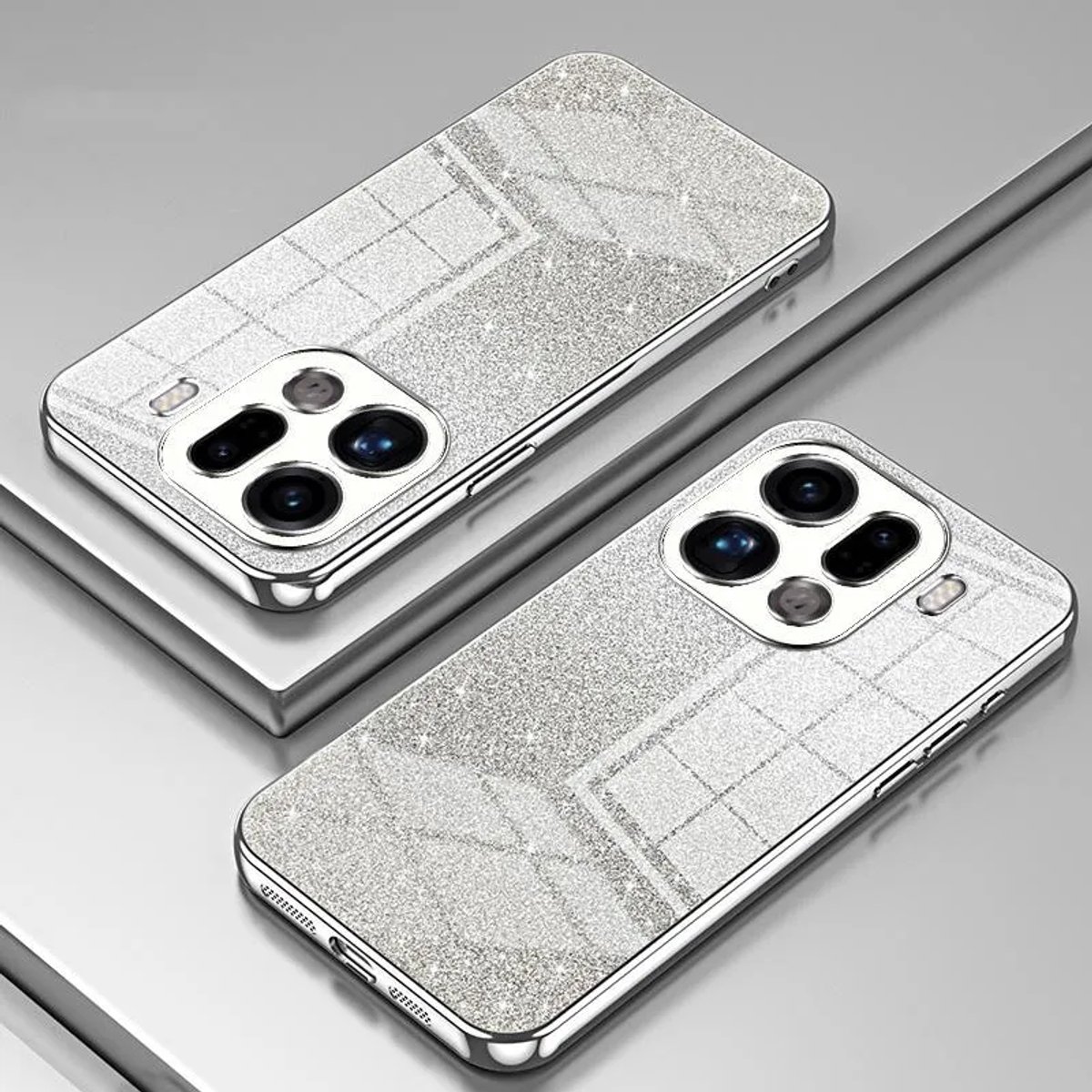 Hoesje geschikt voor Oppo Find X9 Pro - Phonesta Crystal Sparkle Glitter Silicone Back Cover - Zilver