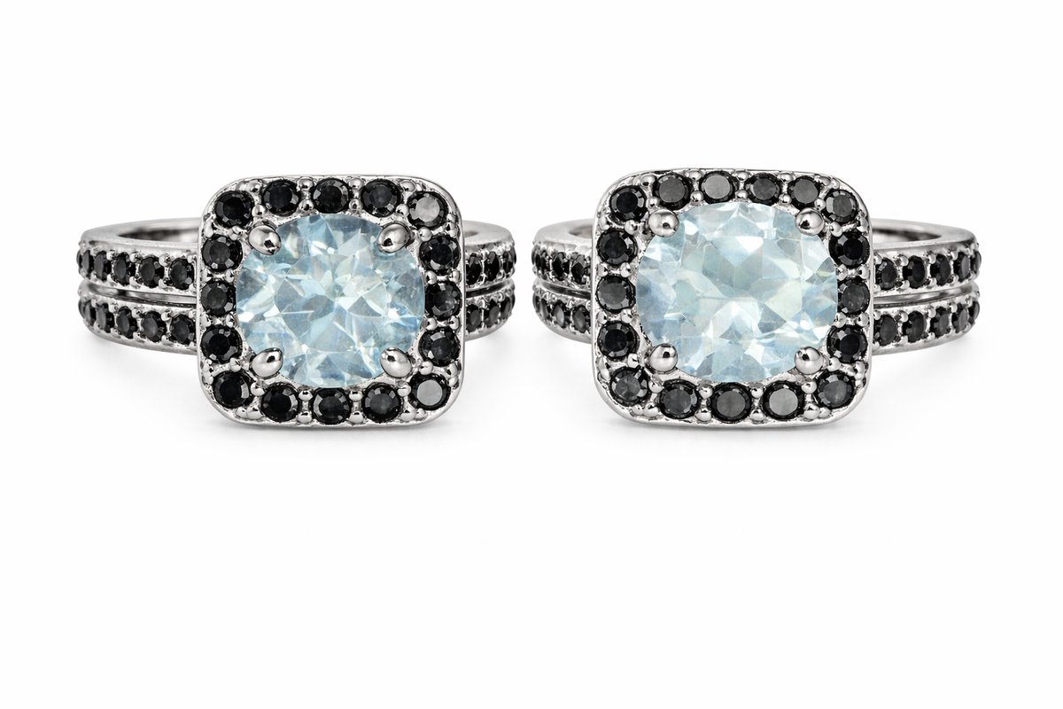 925 Zilveren Oorknoppen met Swiss Blue Topaas en Spinel - Rhodium Plated - Edelsteen Oorbellen Dames