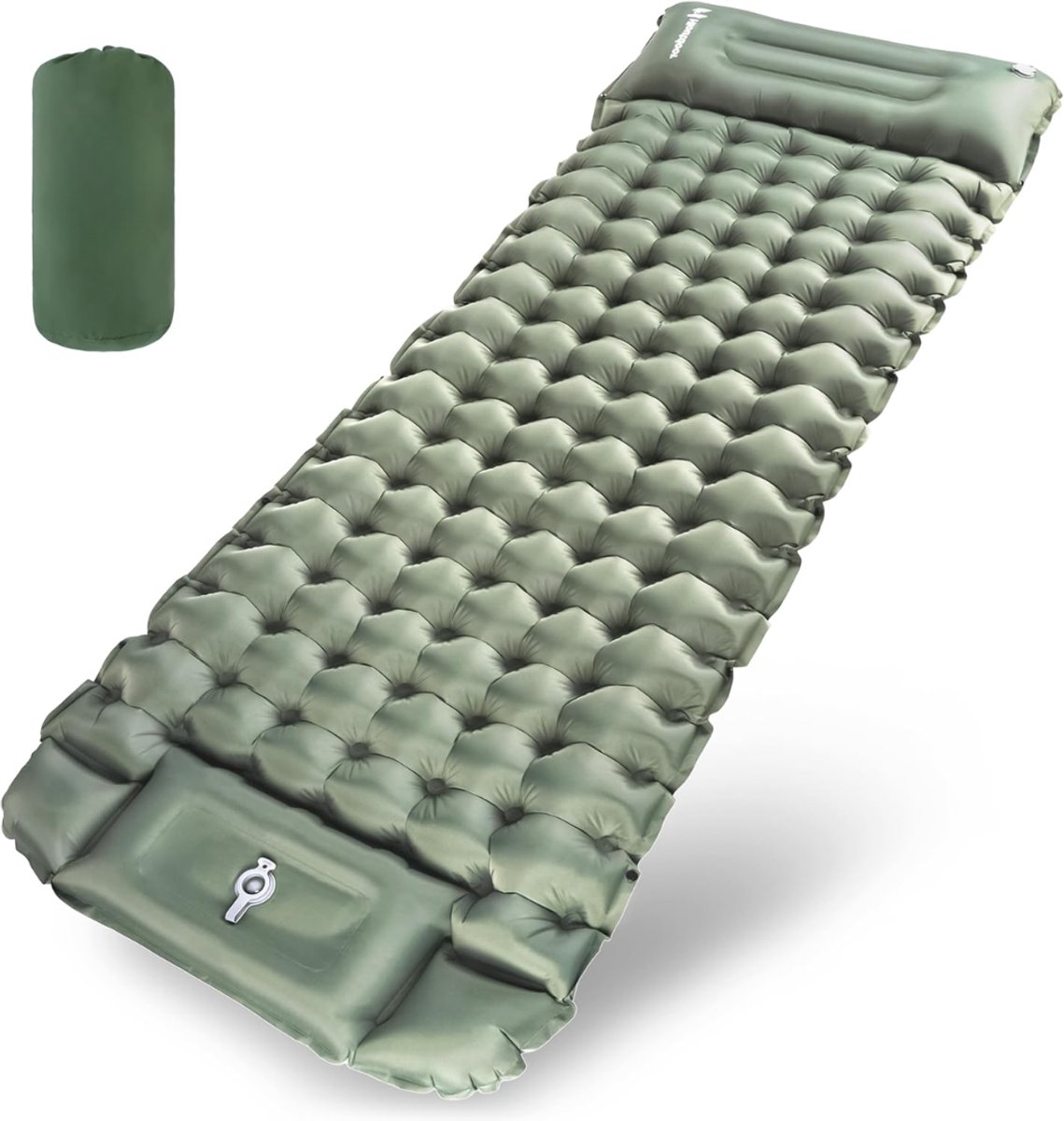Zyrex® Luchtbed met Ingebouwde Pomp - Luchtbed met Pomp - Luchtbed - 8cm Dik - Legergroen - ‎195cm x 65cm x 12cm
