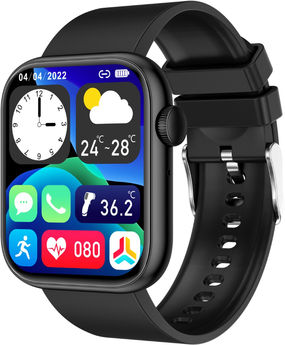 Cinturio Prestige Smartwatch Heren en Dames - Stappenteller - Bluetooth Bellen - Hartslagmeter - Slaapmonitor - 100+ Sportmodi - IP67 - iOS & Android - Zwart