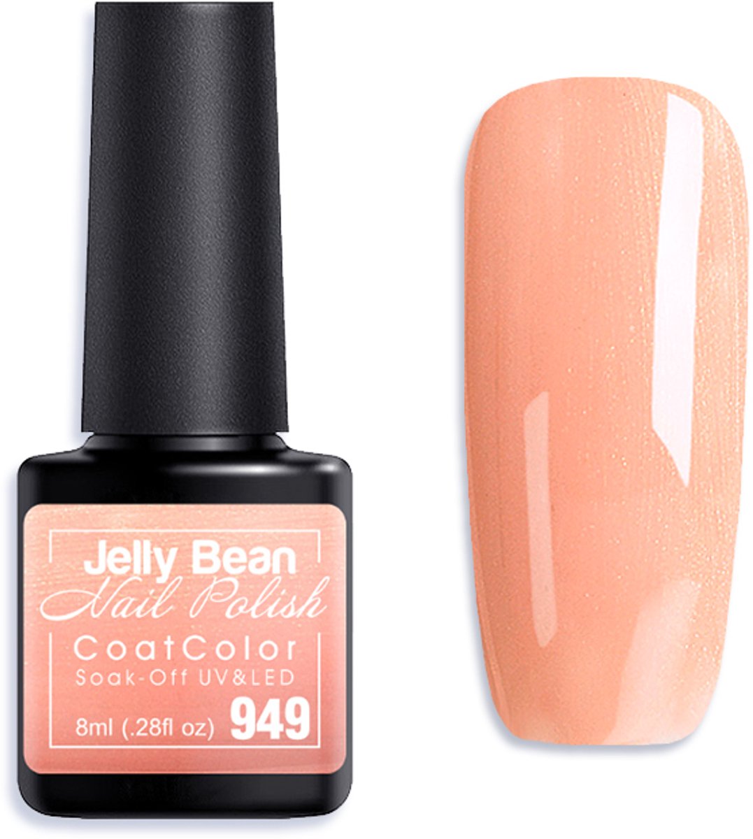 Jelly Bean Nail Polish Gel Nagellak New - Gellak - Peach Shimmer - Glitter - UV Nagellak 8ml