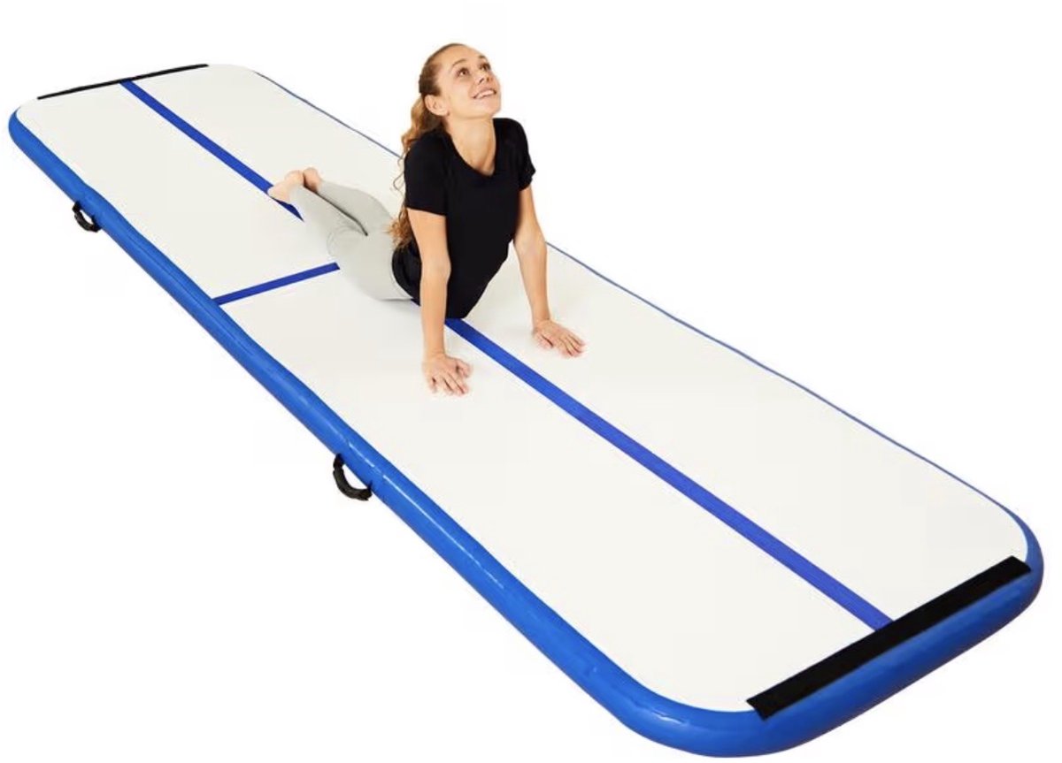 Opblaasbare AirTrack Gymnastiekmat 400 x 100 x 10 cm – Professionele Turnmat met Hoge Veerkracht & Antislip Oppervlak