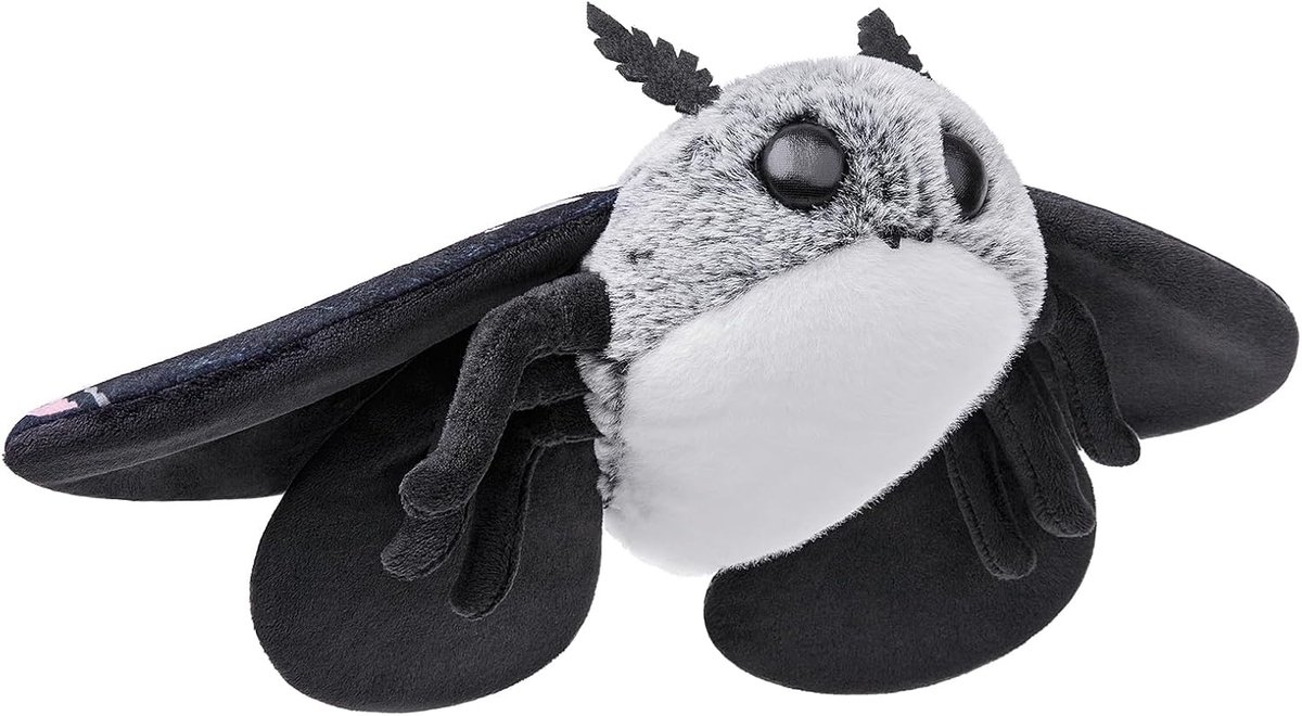 Zijden vlinder knuffel - Pluche speelgoed - Decoratie kinderkamer - Zacht realistisch design - 27 cm - Zwart roze