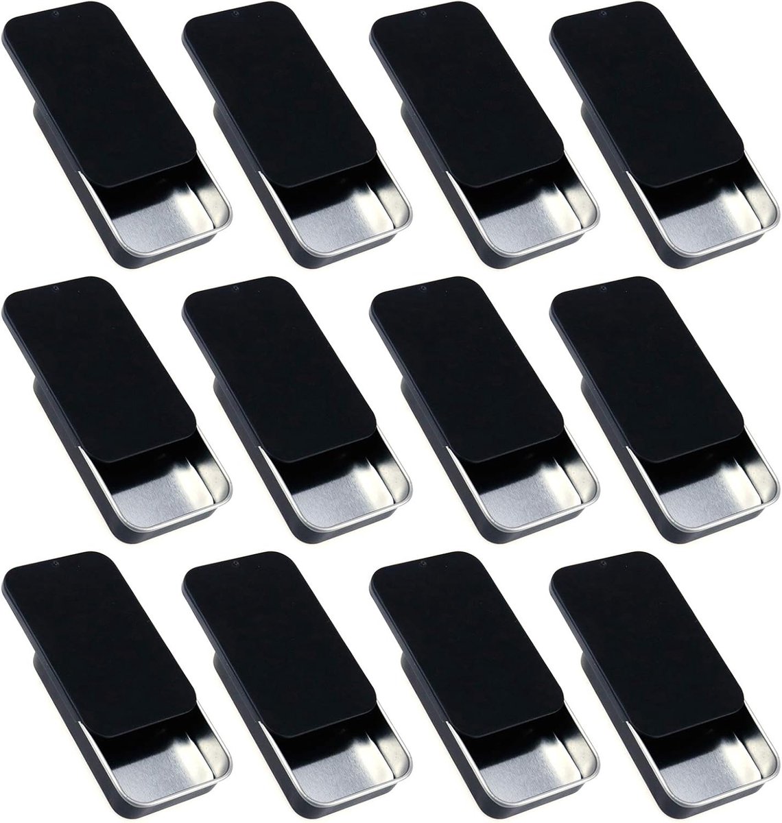 Metal Tin Box - Storage Containers - DIY Lip Balms - Sliding Lids - 8 x 5 x 1.5cm - Black