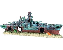 Aquarium Decoratie - Scheepswrak Ornament - Onderwater Landschap - Niet-giftig Hars Materiaal - 47x18x9.5 cm - Gekleurd