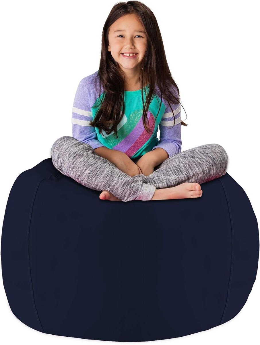 Kinderen Zitzak Stoelhoes - Knuffel Opberger - Speelgoed Organiseren - Scheurvast Materiaal - 96.5 cm Groot - Marineblauw