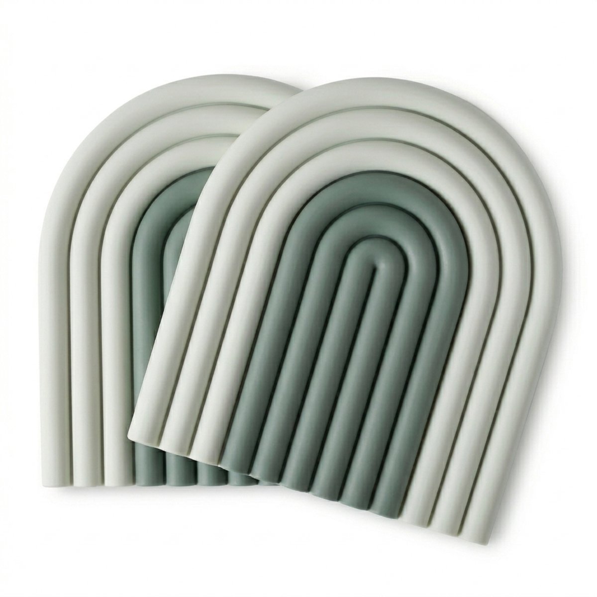 COZELLA® WAVE Onderzetter Set – 2 Stuks Siliconen Placemat - Hittebestendig - Sage & Stone