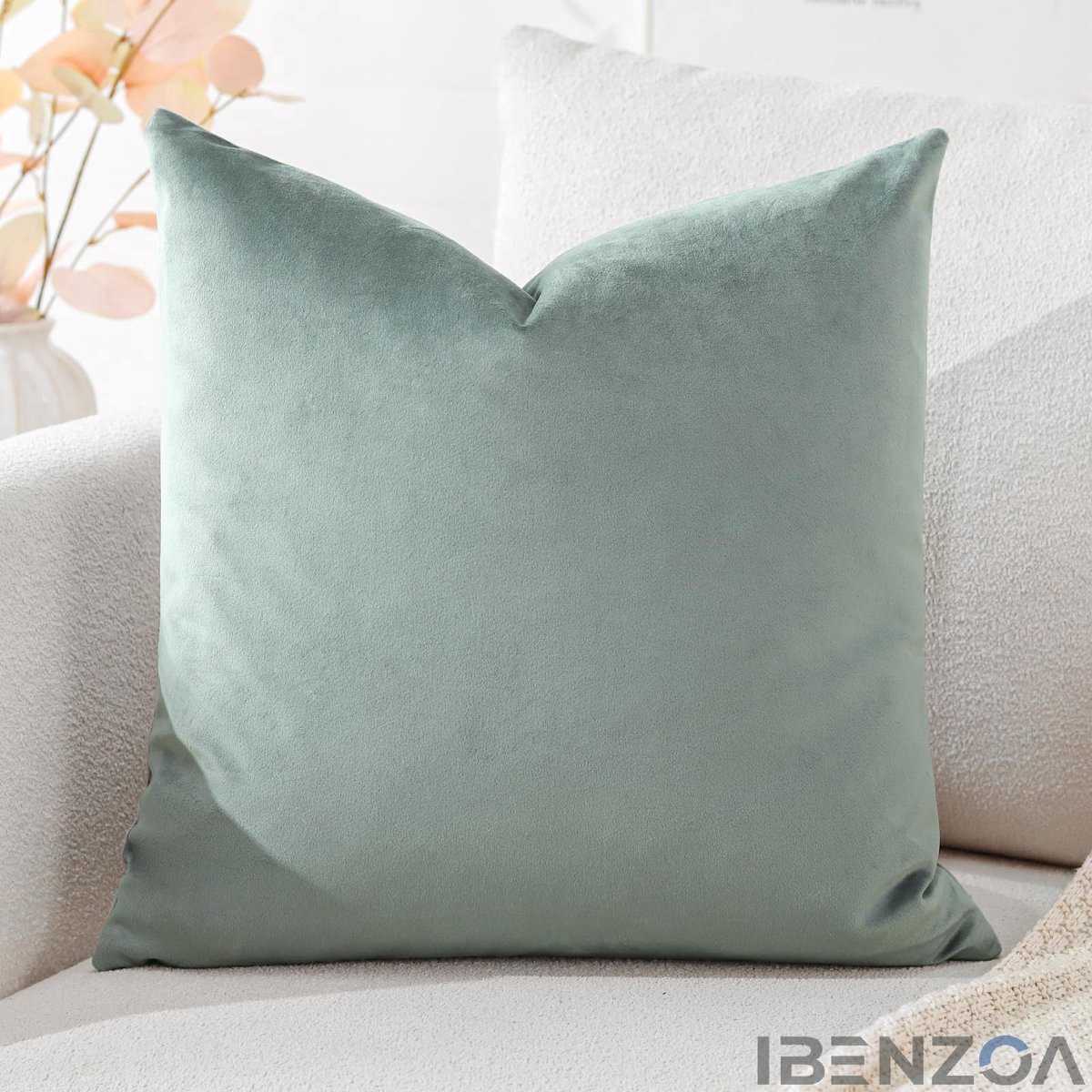 Ibenzoa Decoratieve Kussensloop - Fluweel - Lichtgrijs - 40 x 40 cm