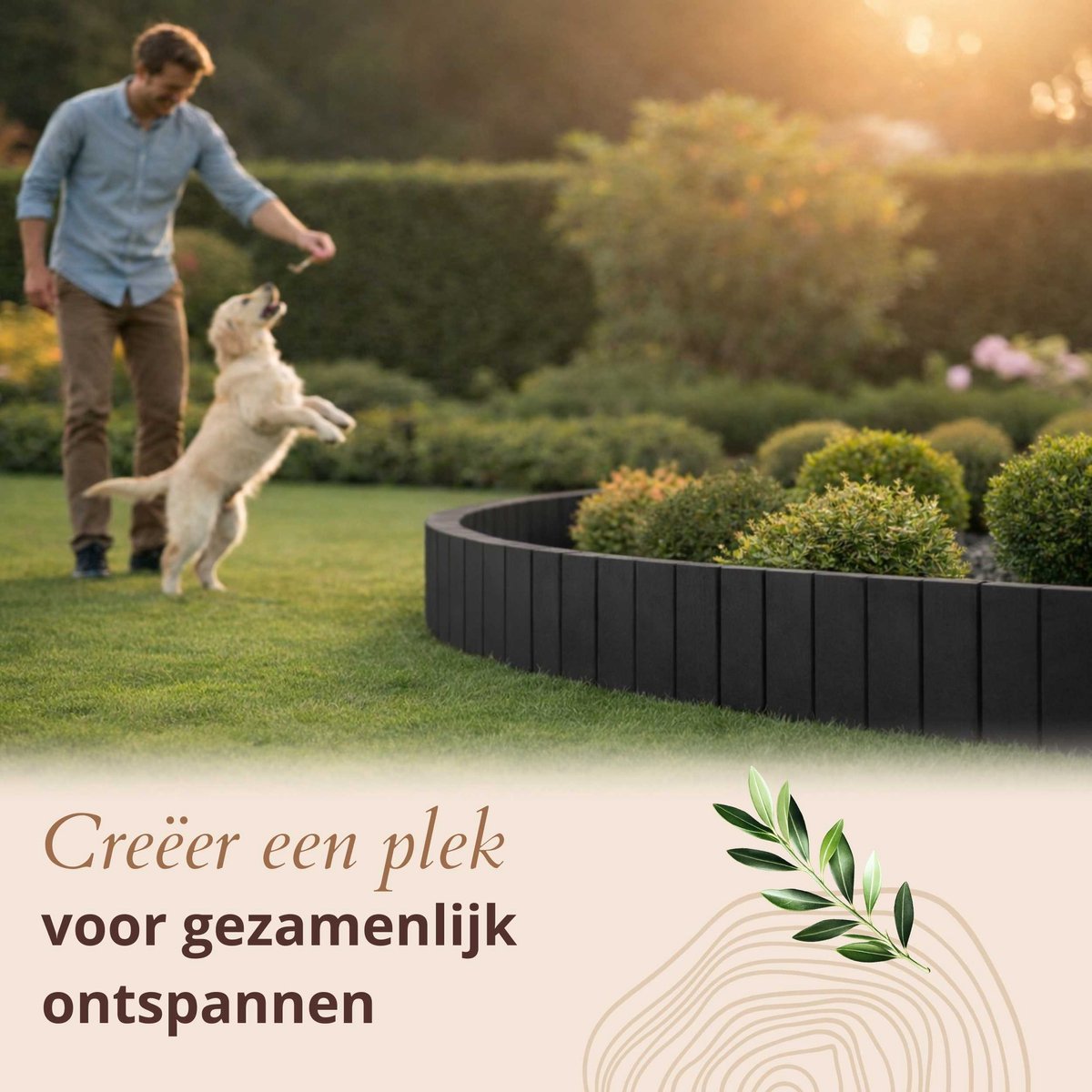 Floranica Rollborder Flexibele houten hek 200 x 40 cm Bruine Dennenhout