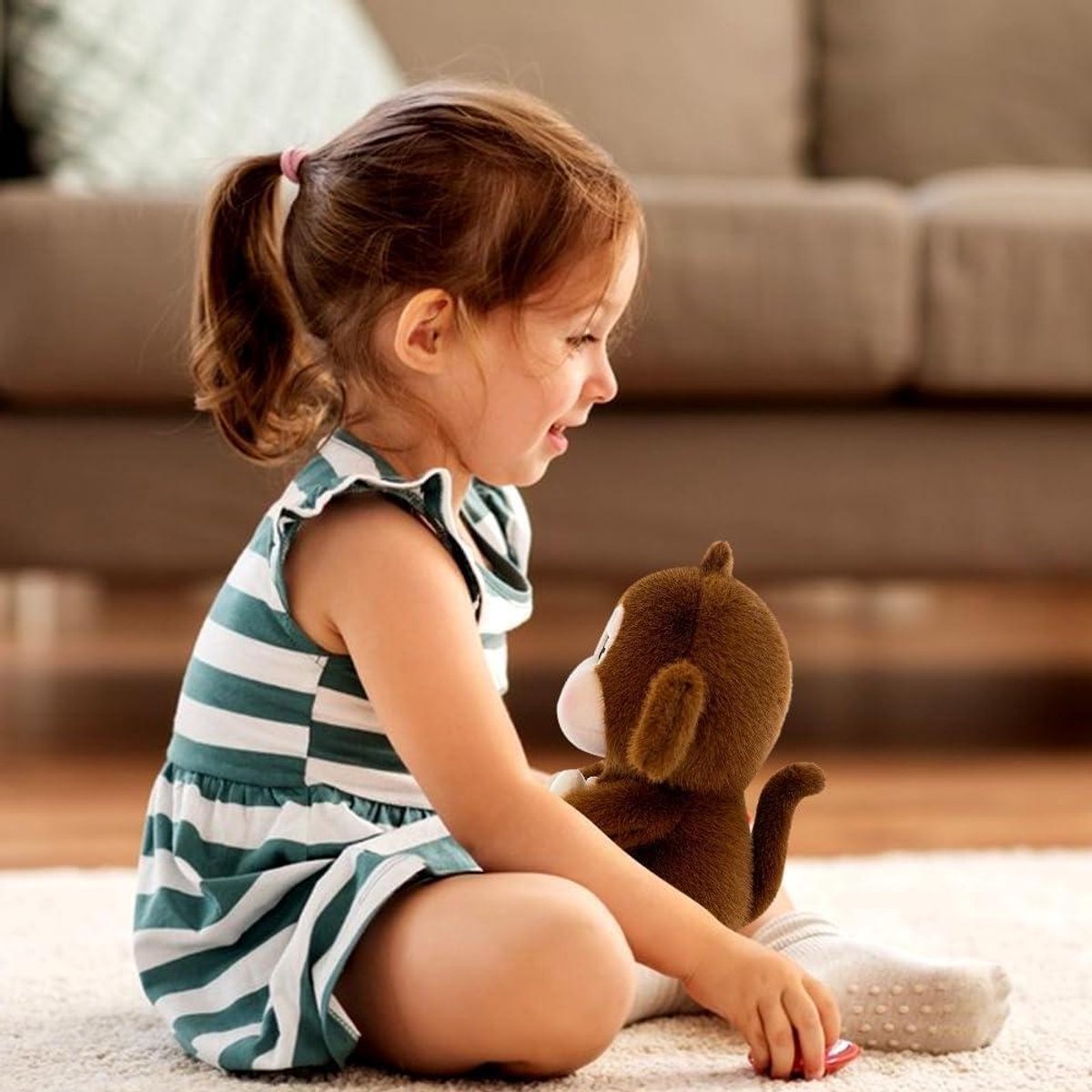 Knuffel Aap - Pluche Dier - Spelen en Knuffelen - Zacht Katoen Materiaal - 6 x 4 x 1 cm