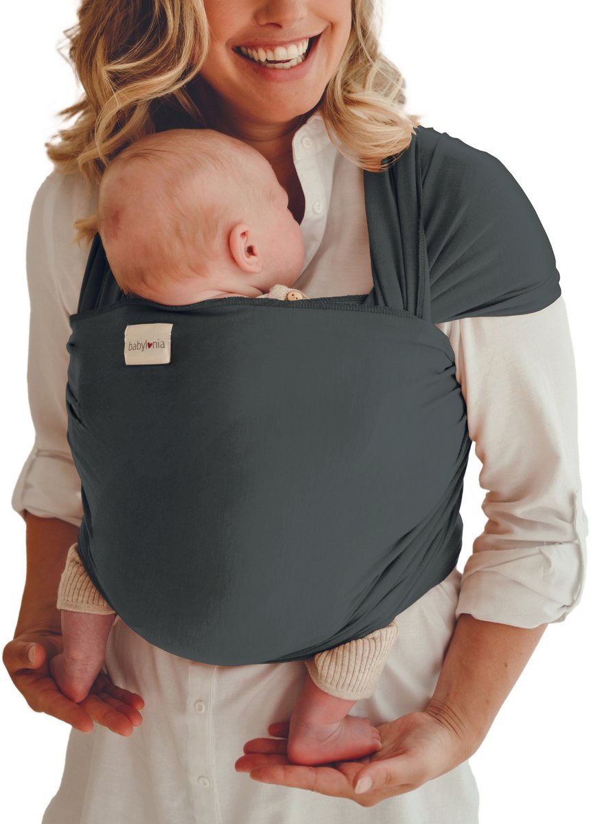 Babylonia Tricot-Slen Bamboo Ergonomische Draagdoek - Rekbare Baby Draagdoek voor Newborn t/m 15 kg - 100% Bamboo - Buikdragen - Zijdezacht - Antibacterieel - Hypoallergeen - Natuurlijke UV-filter - Smokey Grey - Donkergrijs