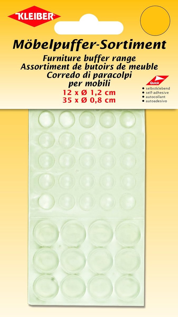 Self-adhesive furniture buffers 12 x 1.2 cm 35 x 0.8 cm 16 x 9 x 3 cm - pack of 63 buffers