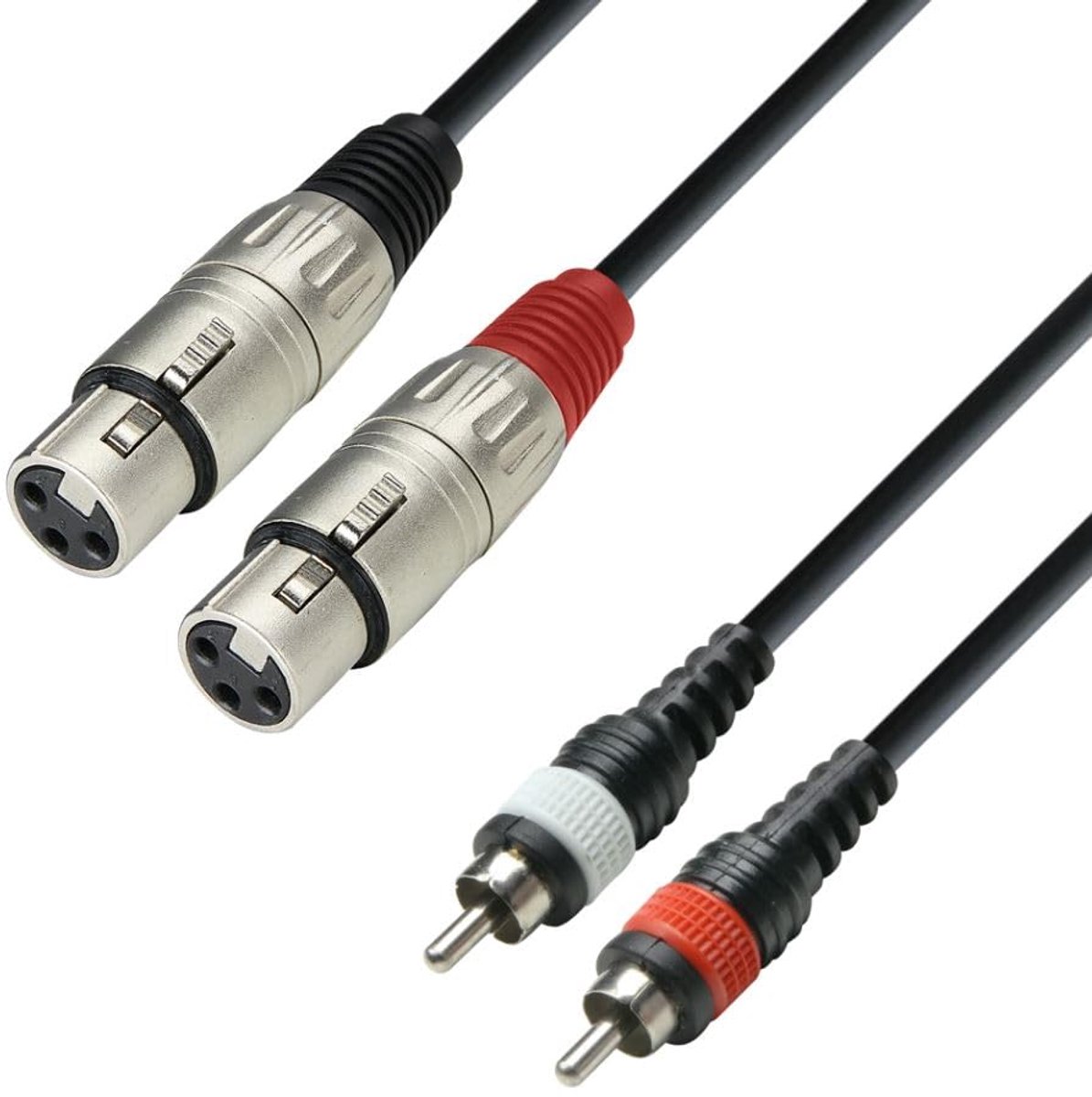 Stereo Audio Kabel - 2 XLR naar RCA - Muziek Afspelen - Gekleurde Ring Markering - 1 Meter - Zwart