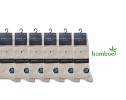 6 paar - Bamboe Luxe - Bamboe Sokken Heren - Maat 40–44 - Beige– Naadloze Sokken