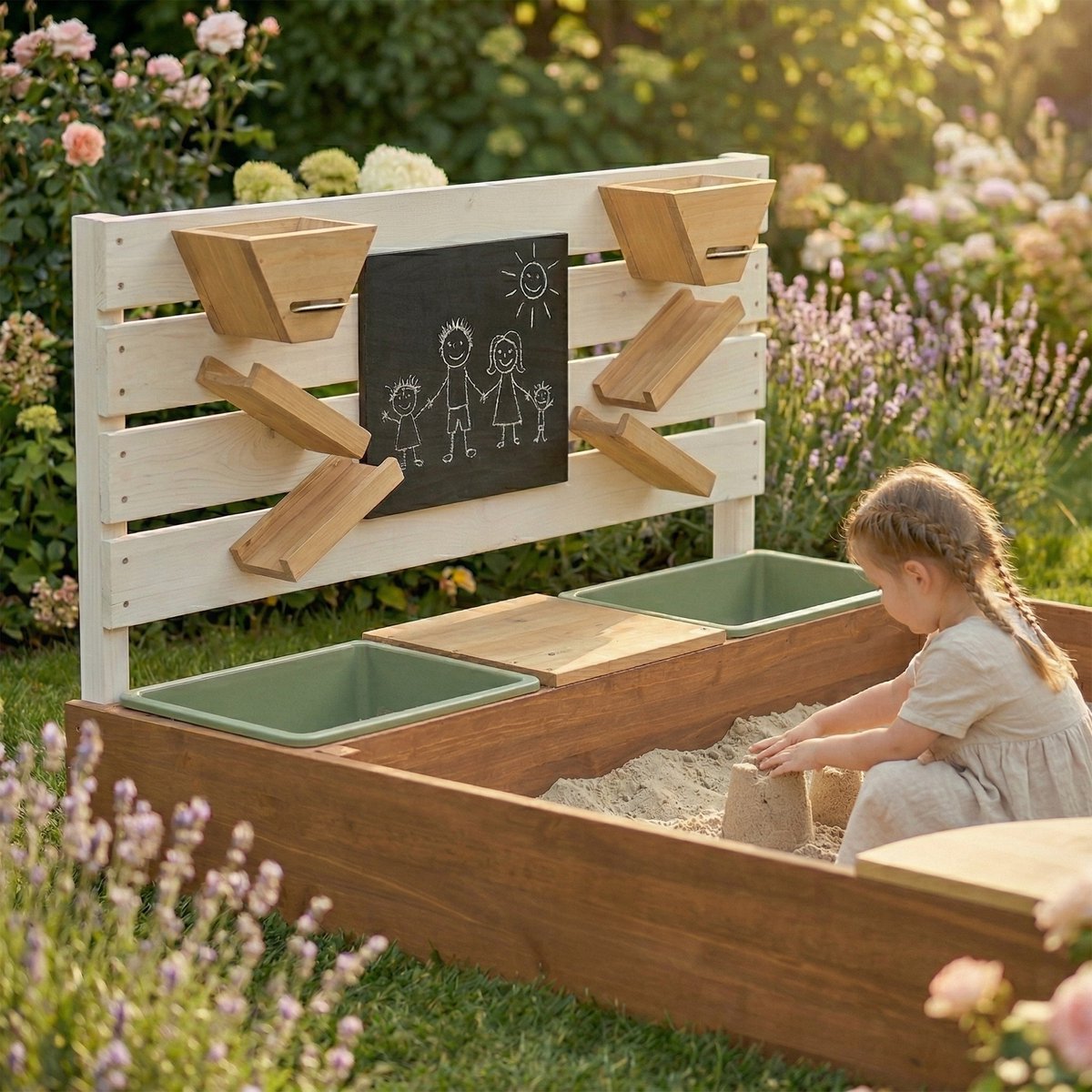 AXI Cato zandbak met zand & waterbakken en Speelwand Beige/bruin- Zand & Water - Inclusief afdekzeil en gronddoek - 10 jaar garantie! — afbeelding 2