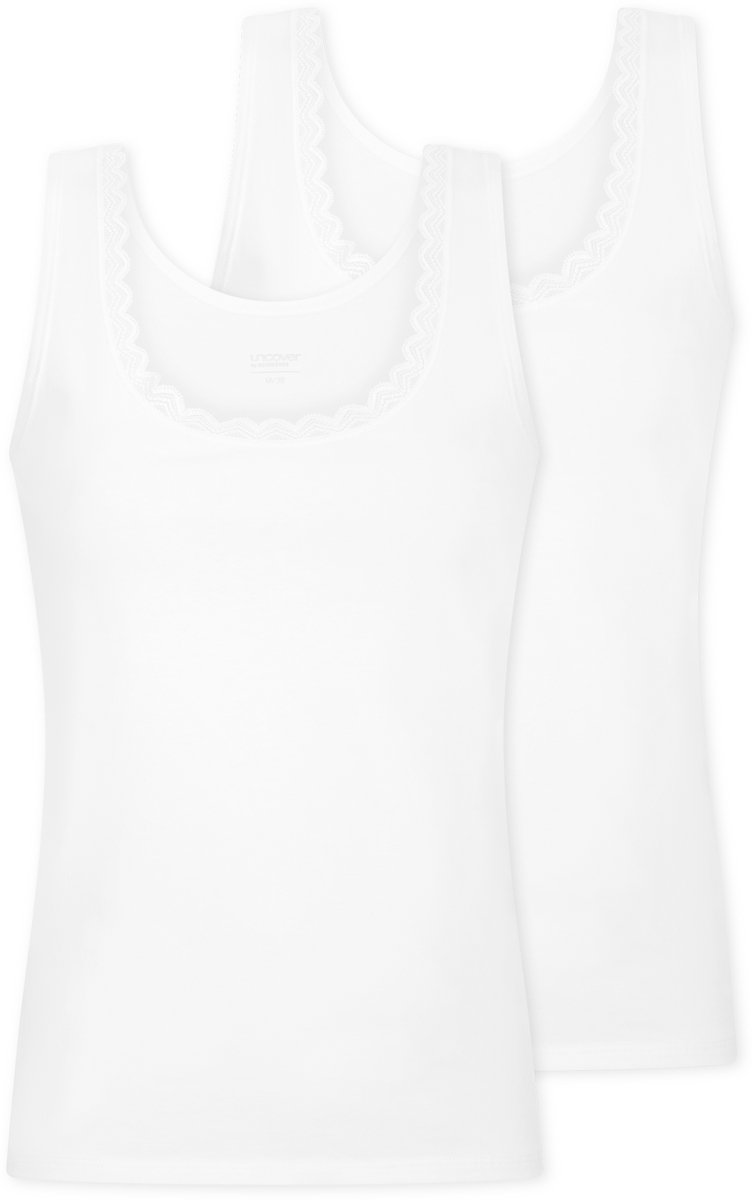 Uncover by Schiesser - 2PACK Top Cotton Lace - Onderhemd Dames - wit