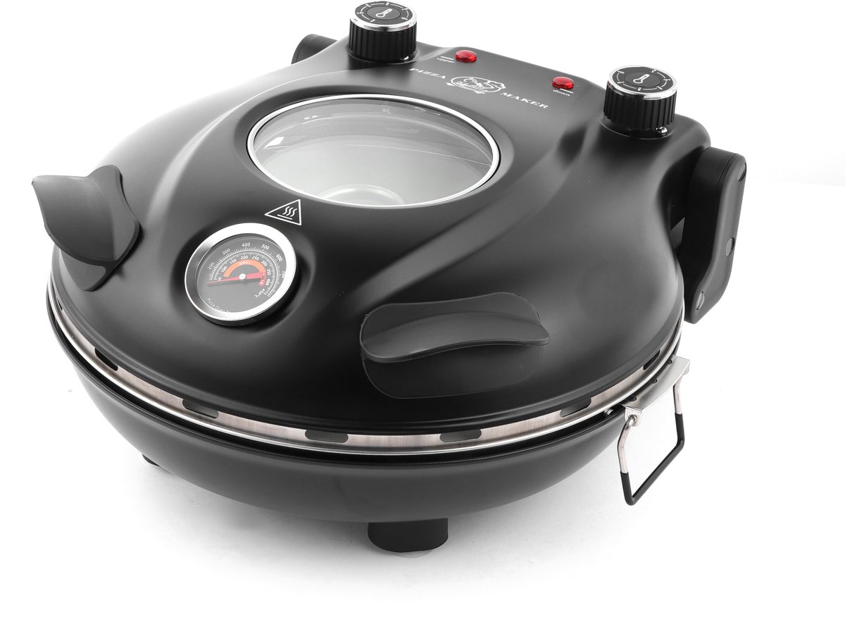 Glowstride - Klaif Elektrische Pizza Maker - vlambestendige stenen plaat 420 ℃ 1200W 32cm - Temperatuurniveaus - Pizzaoven - 5 afzonderlijke temperatuurniveaus - 32cm