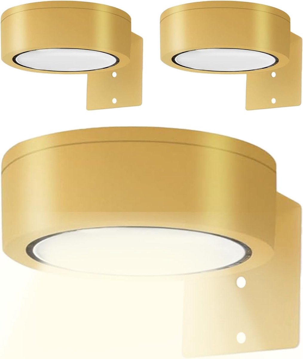Wandlampen - Fotolicht - Kunst Verlichten - Draadloze Timer - 26x12x3.5cm - Goud